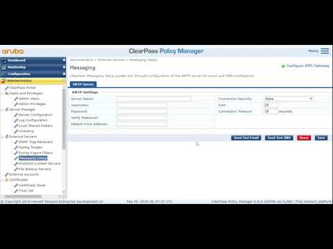 How to add SMTP server on ClearPass