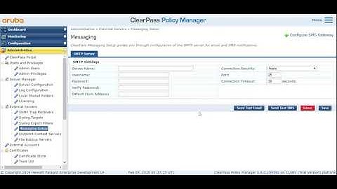 How to add SMTP server on ClearPass