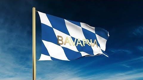 4K Bavaria flag slider style with title. Waving in the wind with cloud background animation Stock