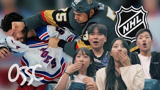 Koreans React To NHL Hits \& Fights For The First Time