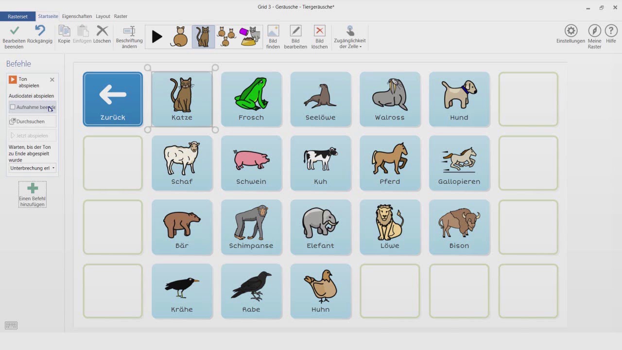 Grid 3 Lektion 2.5: Hinzufügen und Aufnehmen von Soundeffekten