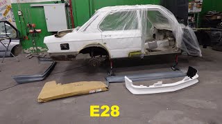 E28 Atkeliavo body kit, perkam sparnus po 200e, paruošti dažymui salonas ir variklio skyrius