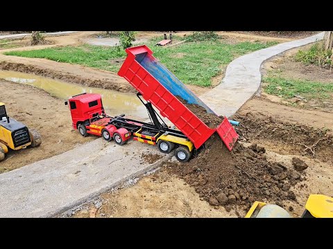 (Ep170)Building a Road: RC Dump Truck, Excavator, and Bulldozer at Work