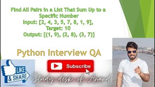 Find All Pairs in a List That Sum Up to a Specific Number