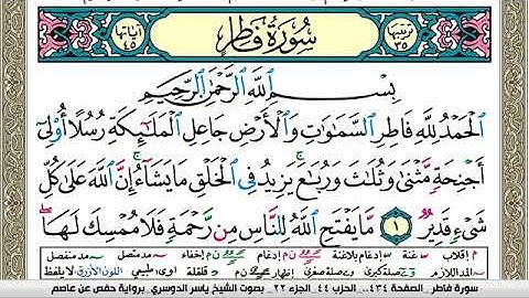 سورة فاطر مكتوبة ياسر الدوسري Surah Fater Yasser Al Dosari