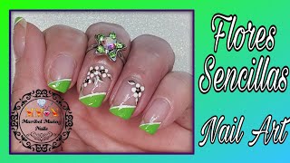 DISEÑO DE UÑAS FLORES FÁCIL ? EASY FLOWER NAIL DESIGN