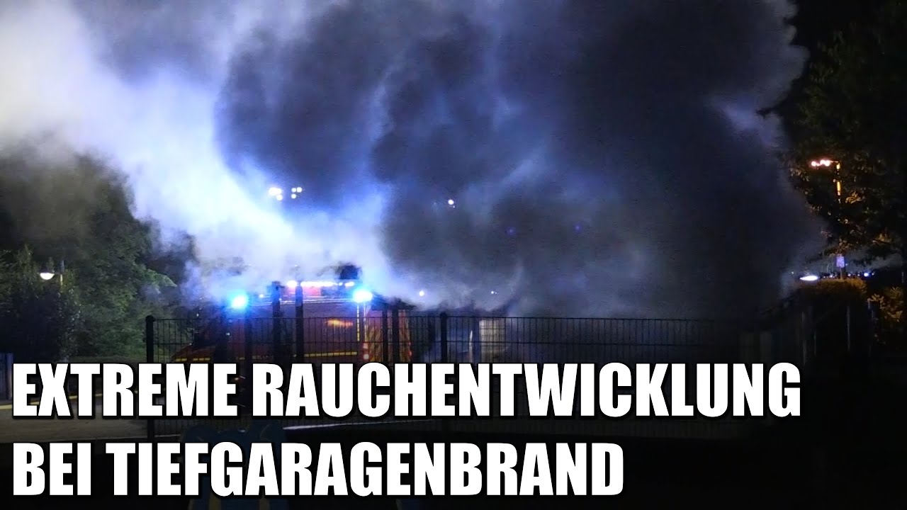 Extreme Rauchentwicklung bei Tiefgaragenbrand: Feuer zerstört 6 PKW in Tiefgarage | 21.06.2022
