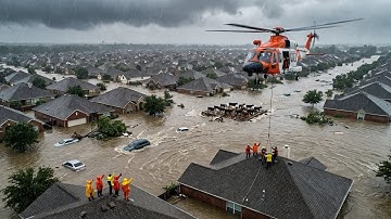 Horrific Flood Submerges Everything  Aerial View of a City Underwater