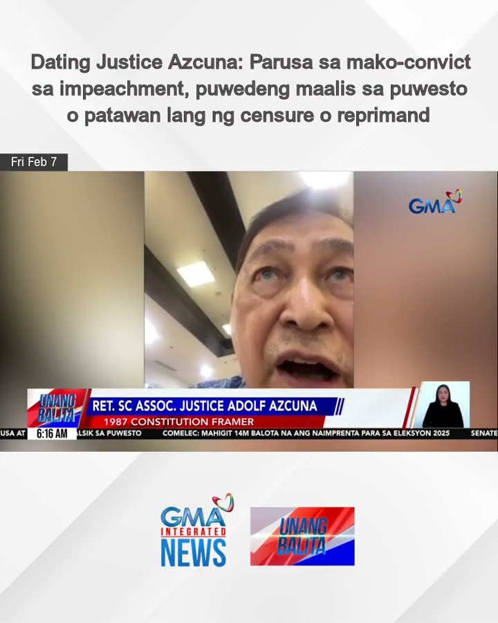 Dating Justice Azcuna – Parusa sa mako-convict sa impeachment, puwedeng maalis... | Unang Balita