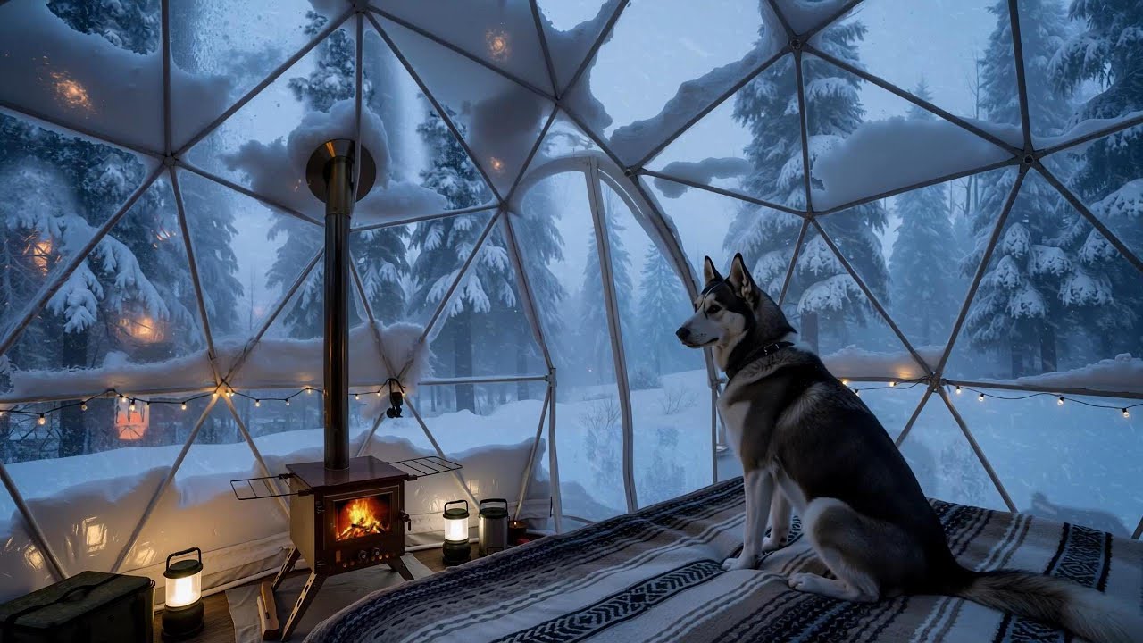 Sheltered from a Snowstorm ❄️ Warm Cozy Tent & Winter Wind | Calm Your Thoughts & Relax