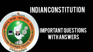 Indian constitution vtu important questions|BICOK107/207|#study #engineering #edu_updates
