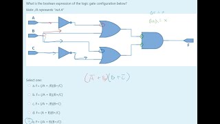 What is the boolean expression of the logic gate configuration below? | Introduction to Logic Design
