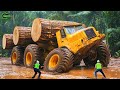 Extreme Dangerous Big Logging Wood Truck Driving Skill | Fastest Chainsaw Cutting Tree Machines #3