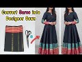Convert saree into long gownsaree reuse ideaslong anarkali dressfrock cutting and stitching