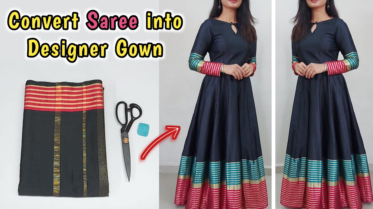 Diya - Custom made Anarkali dress stitched out of an old silk Saree. . . .  . . . . . . . . #redesign #repurposed #silk #silksaree #anarkali  #anarkalidress #dress #maxi #