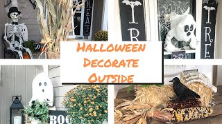 HALLOWEEN FRONT PORCH DECOR | HALLOWEEN DECORATE WITH ME OUTSIDE