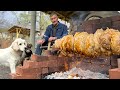 Meat Loaf with Vegetables on a Spit! Village Food and How it is Prepared