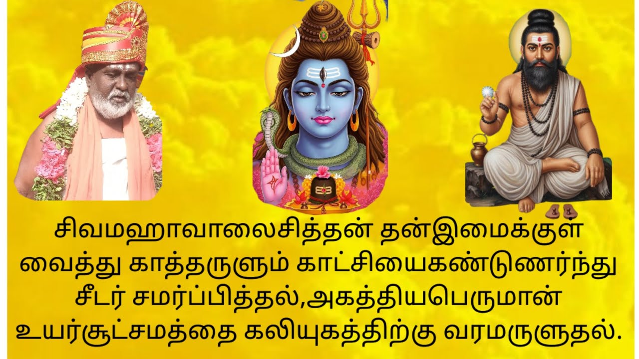 இறைசித்தன் தன்இமைக்குள் வைத்து காத்தருளும் காட்சியை சீடர் சமர்ப்பித்தல்,அகத்தியம் சூட்சமம் அருளுதல்.