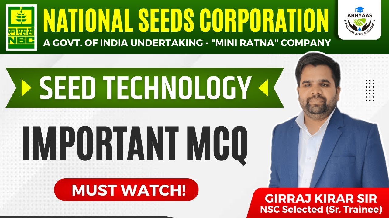 SEED TECHNOLOGY IMPORTANT MCQ | NSC | AFO| CWC| CCI|
