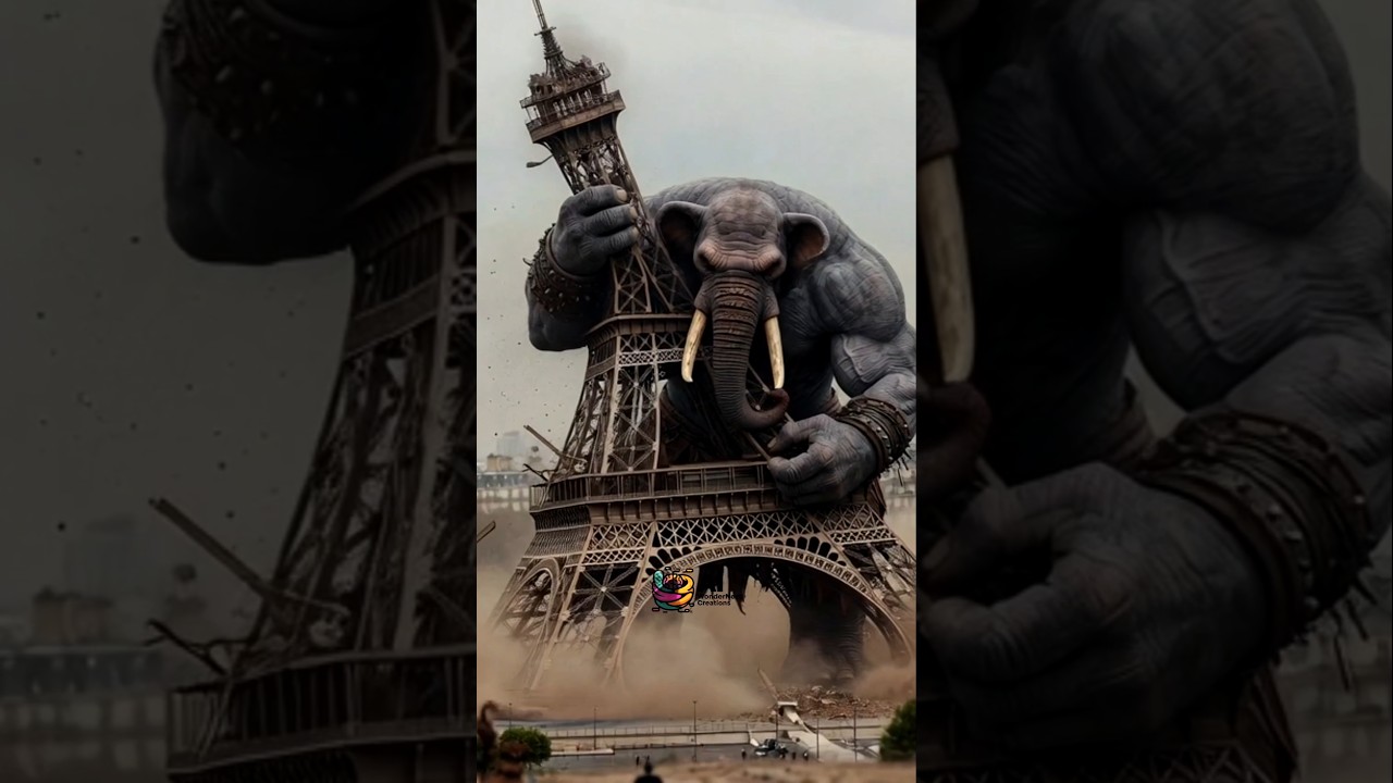{AWC} Giant Elephant-Like Man Walks Through Paris | Epic City Destruction 