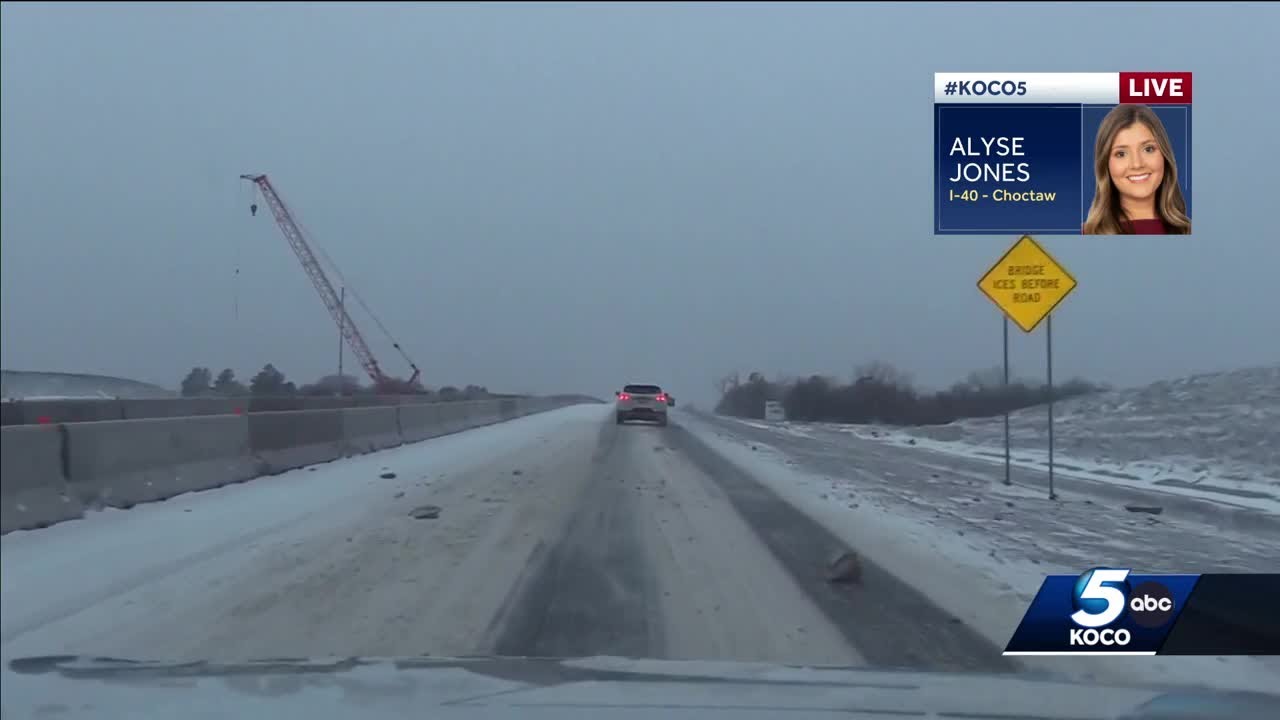 Eastern Oklahoma County sees slick road conditions on Tuesday - YouTube