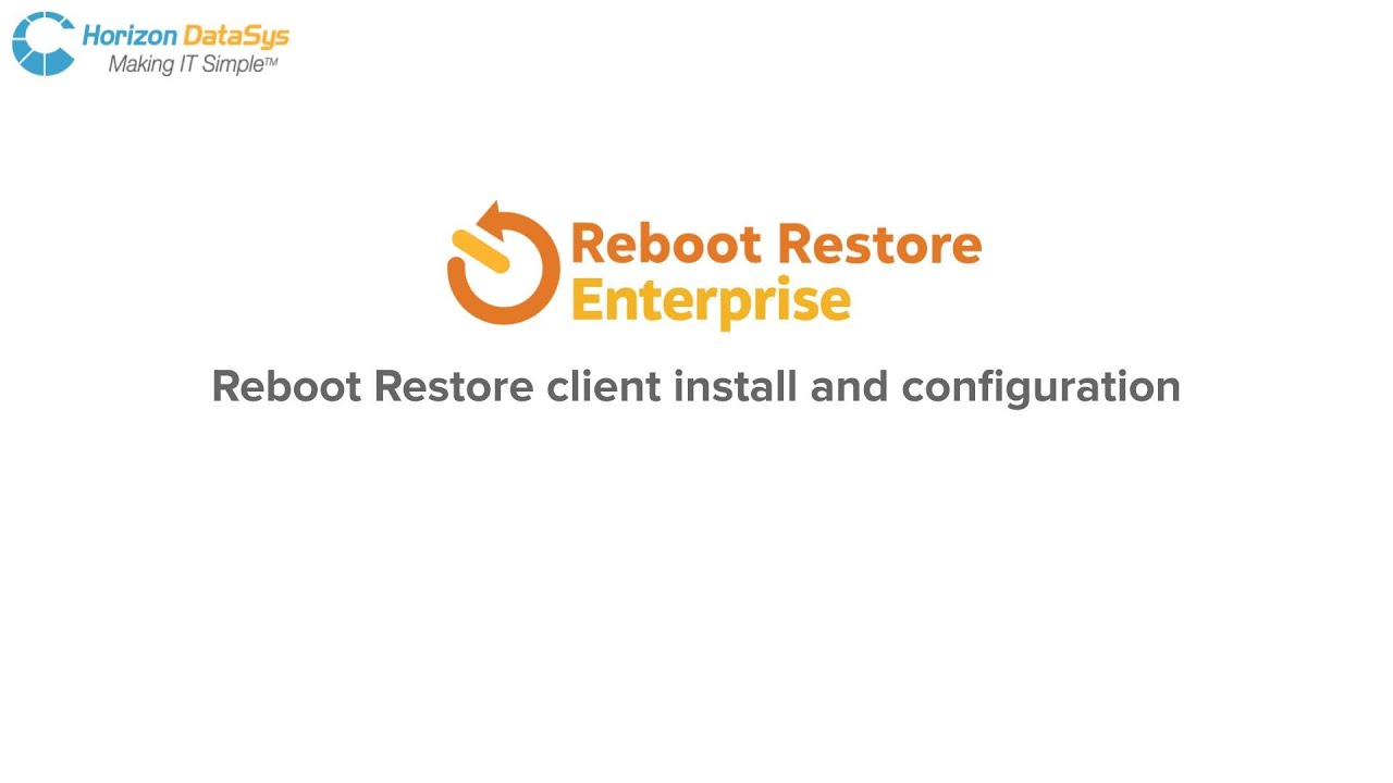 Reboot Restore Enterprise - client installation walkthrough - YouTube