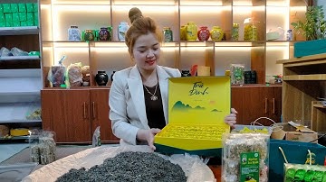 Đóng gói cận cảnh trà nõn tôm đặc biệt thơm ngon