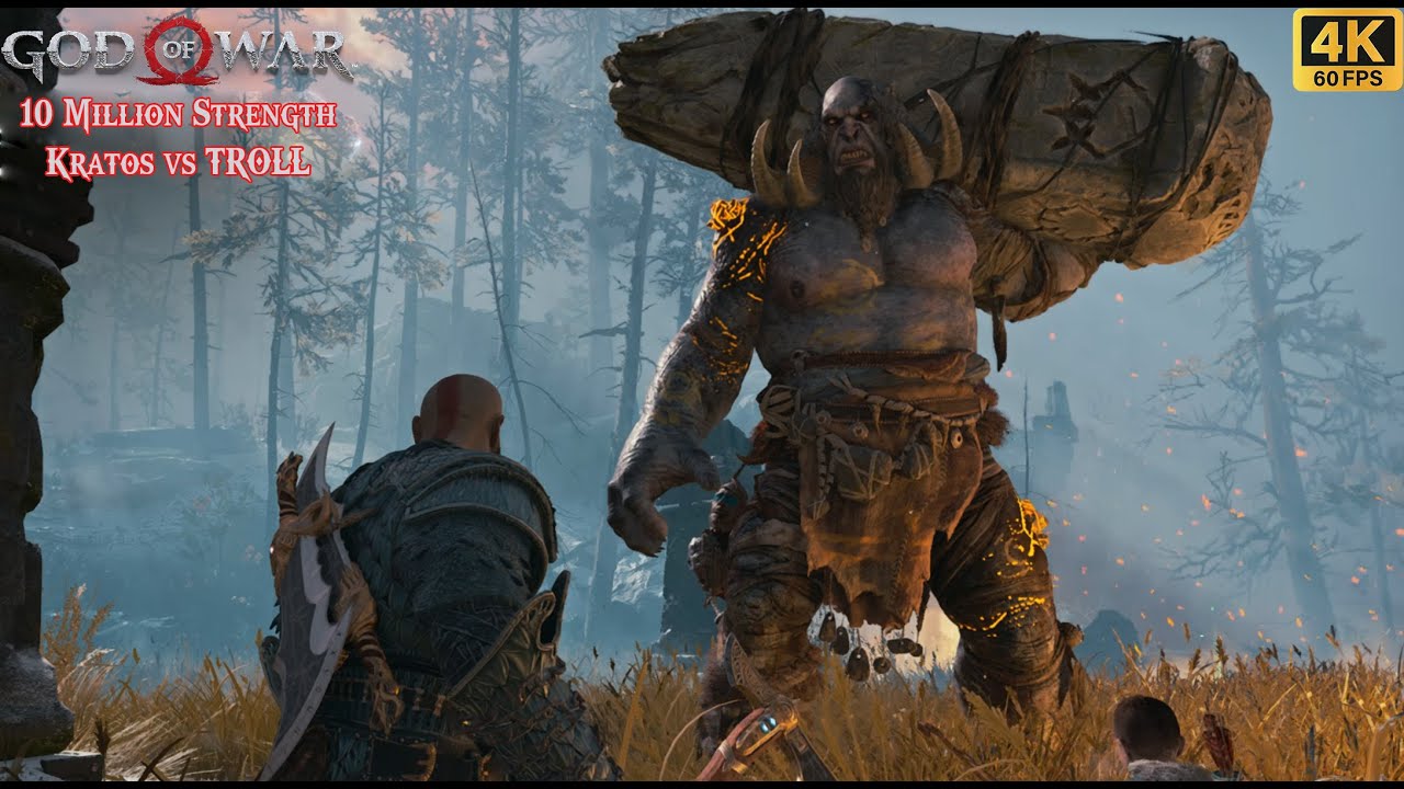 10 Million Strength Kratos vs Troll - God of War NG+ 2018 - YouTube