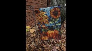 Fall Pumpkin Garden Flag for Outside 12x18 Inch Double Sided Stained Glass Burlap Autumn Thanksgivin