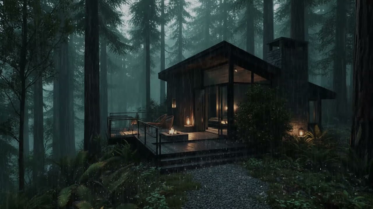 Deep Sleep in a Rainy Forest Room at Night | Calm Ambience [No Music]