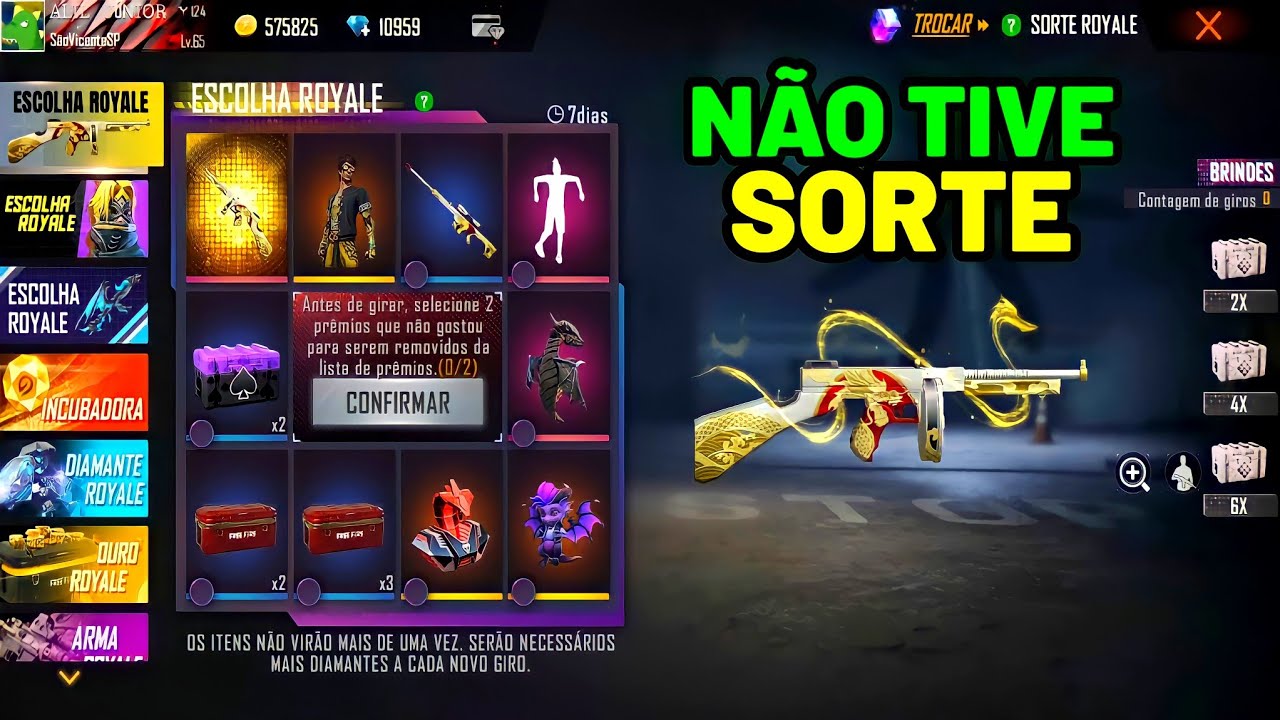 ESCOLHA ROYALE FF - Thompson Dragão Branco Quantos DIMAS Gasta?? Evento ...