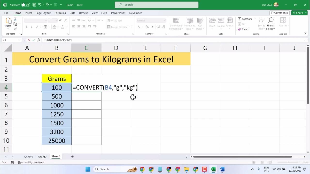 how-to-convert-grams-to-kilograms-in-excel-youtube