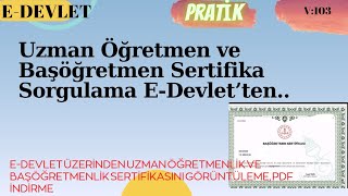 Uzman Öğretmen Ve Başöğretmen Sertifika Sorgulama E-Devletten.. Güncel 2025