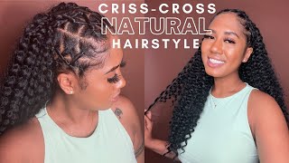 Trending Criss Cross Hairstyle With Crochet Curls | Natural Hair Tutorial