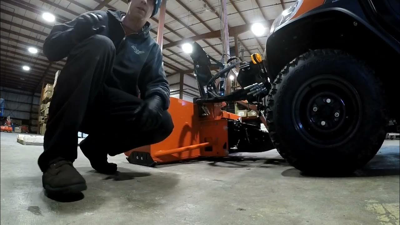 attaching the snowblower to a rtv Kubota side by side YouTube