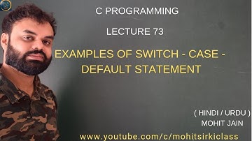C PROGRAMMING LECTURE 73(HINDI/URDU) EXAMPLES OF SWITCH CASE DEFAULT STATEMENT