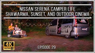 : Nissan Serena Camper Life: Shawarma, Sunset, and Outdoor Cinema