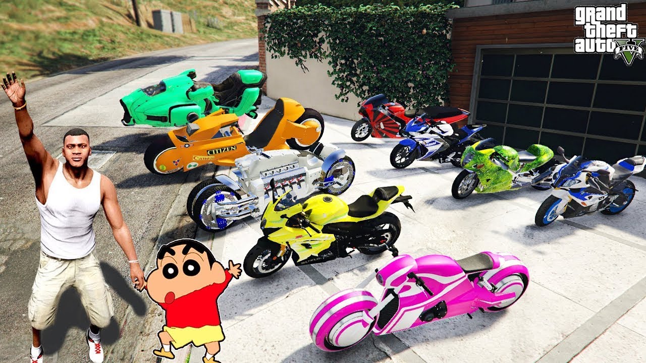 GTA 5 : Franklin &Shinchan Stealing Rare Bikes in GTA 5 !