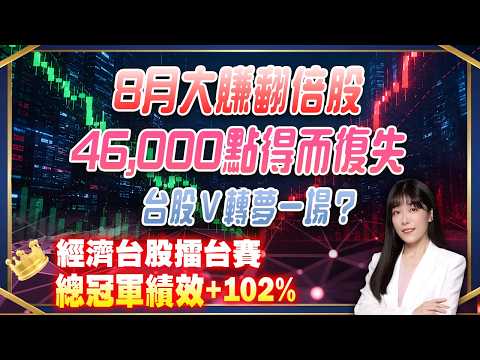8月大賺翻倍股 標普歷史新高 46,000點得而復失 台股Ｖ轉夢一場 加入官方Line布局Q3金馬飆股｜艾咪 I Money 陳雅頎分析師