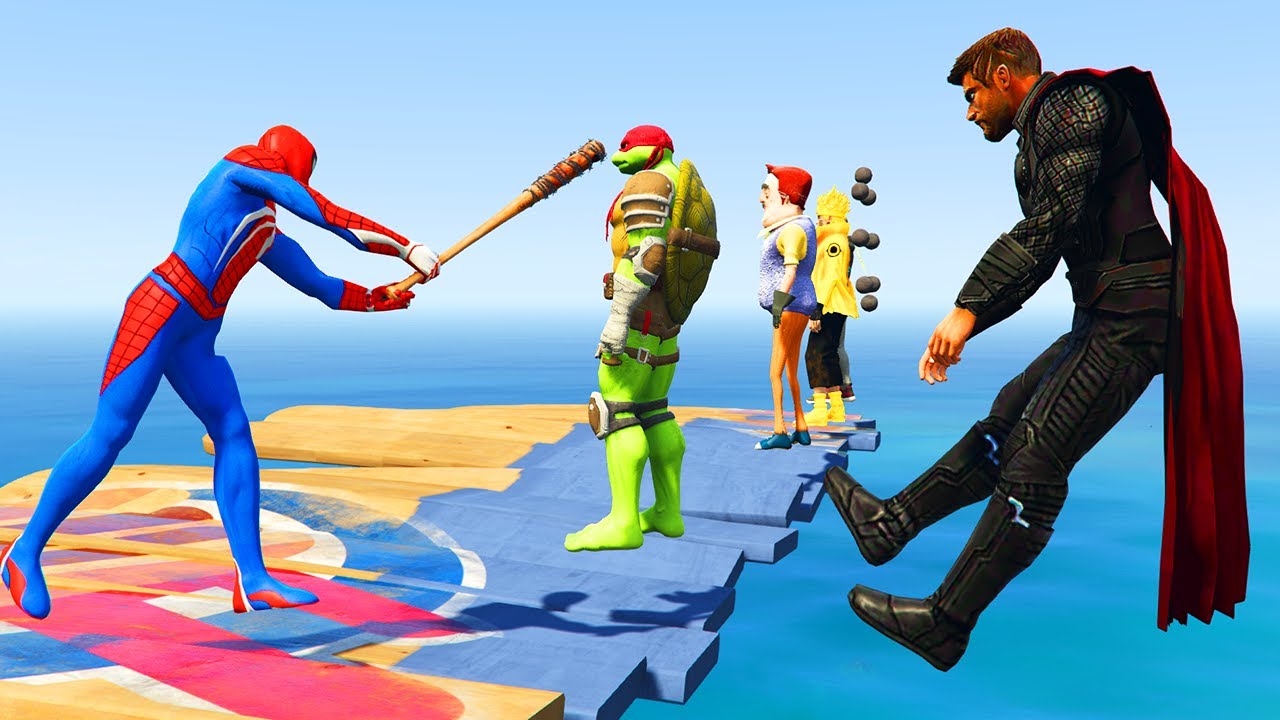 GTA 5: THAT WAS BRUTAL! SPIDER-MAN WITH A BASEBALL BAT vs SUPERHEROES! (Euphoria Physics) Ep.09