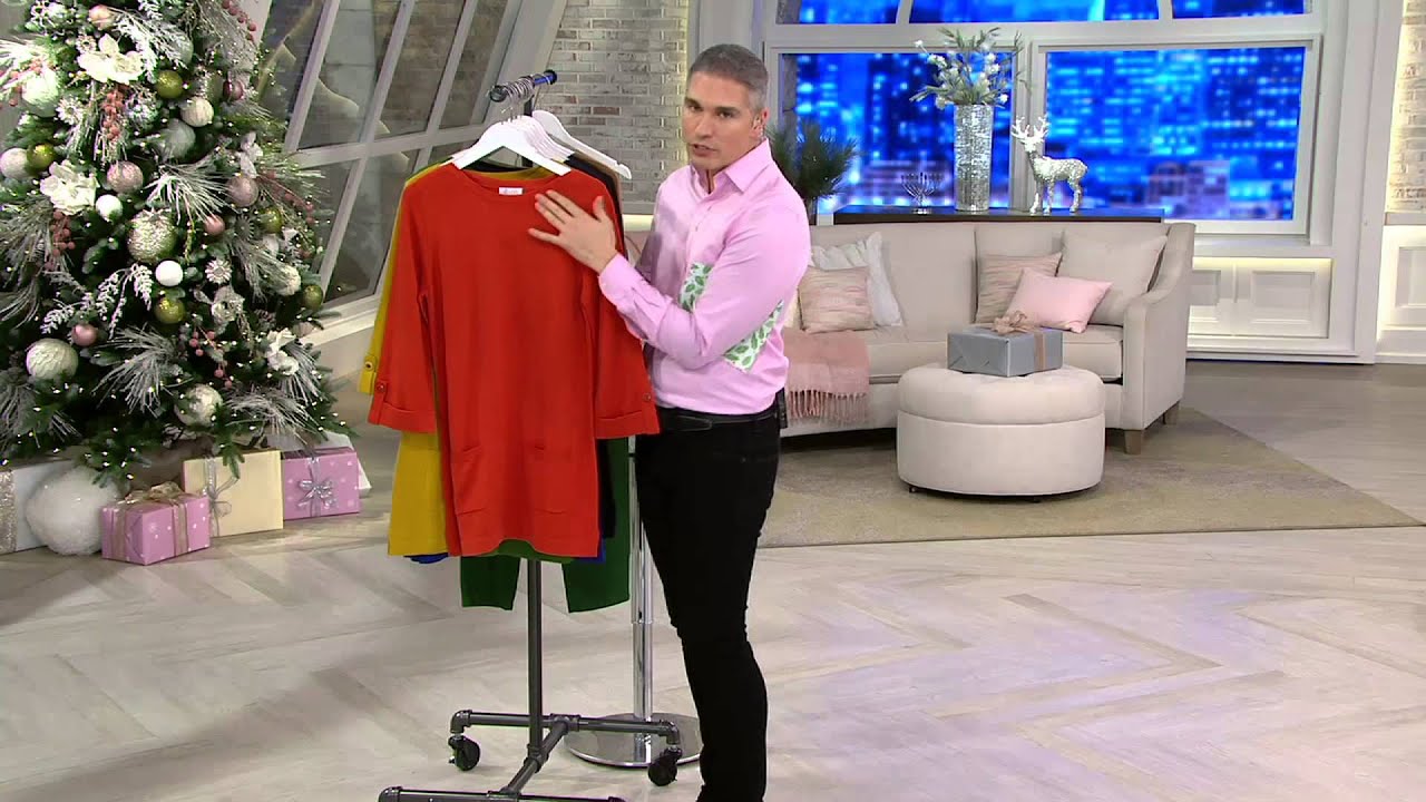 Denim & Co. 3/4 Tab Sleeve Sweater Tunic With Front Pockets on QVC YouTube