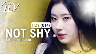 ITZY (OT4) - NOT SHY | Color Coded Lyrics   Line Distribution