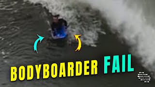 Bodyboarder Takes off and Gets Smashed