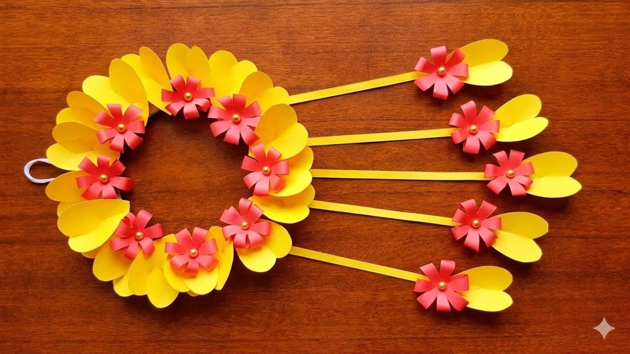 Unique Flower Wall Hanging / Quick Paper Craft For Home hanging wall decoration ideas