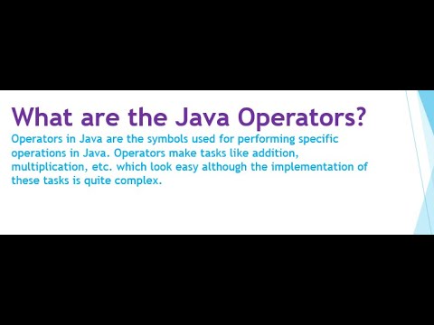 Operators, Types of Operators in Java - YouTube
