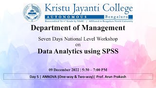 Data Analytics using SPSS Day 5: ANOVA (One way & Two way)