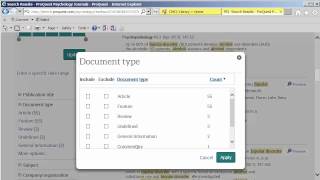 Scholarly psychology articles search in Proquest Psychology Journals Database