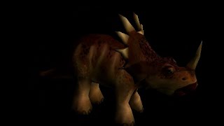 Amiga demo showing a rendered 3d Dino