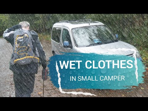 How I Dry Clothes in MICRO CAMPER plus TIPS / HACKS to Help From Getting Wet