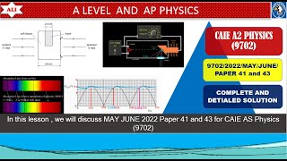 CIE A2 Physics 9702 paper 4| May/June 2022 |Paper 41|Paper 43|9702/41/M/J/22|9702/43/M/J/22-Solution CIE A2 Physics 9702 paper 4| May/June 2022 |Paper 41|Paper 43|9702/41/M/J/22|9702/43/M/J/22-Solution